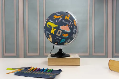 Sewing globe alphabet soup