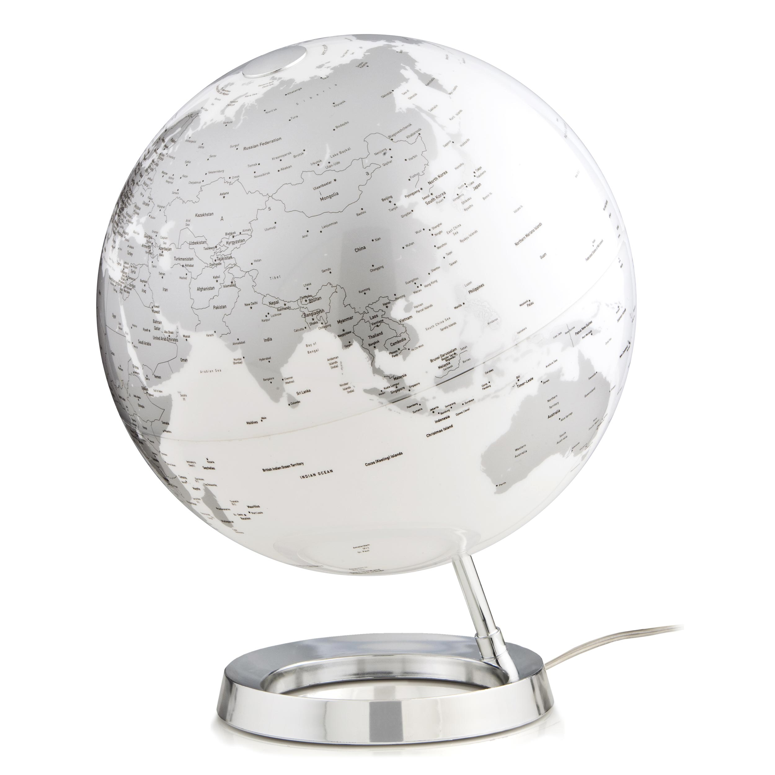 Illuminated globe "Light&Colour" Metal Chrome - Ø 30 cm