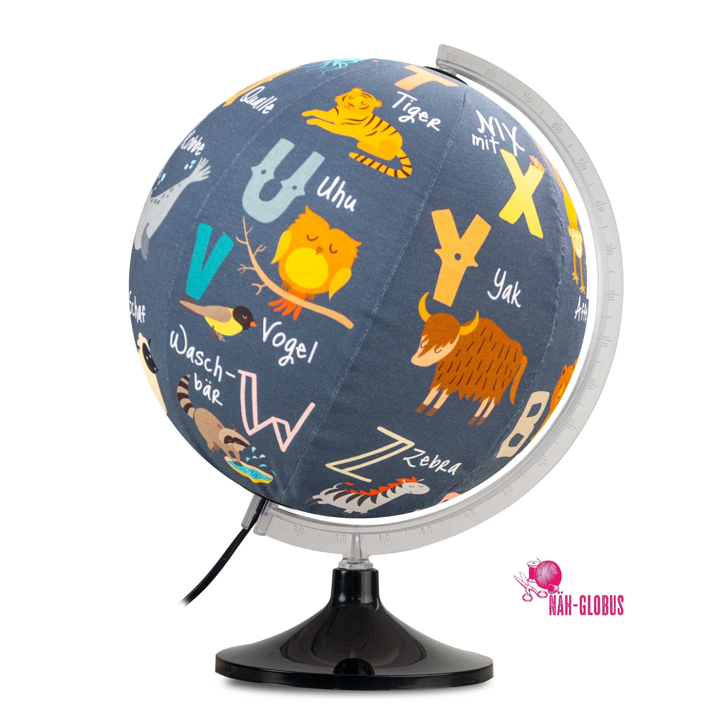 Sewing globe alphabet soup