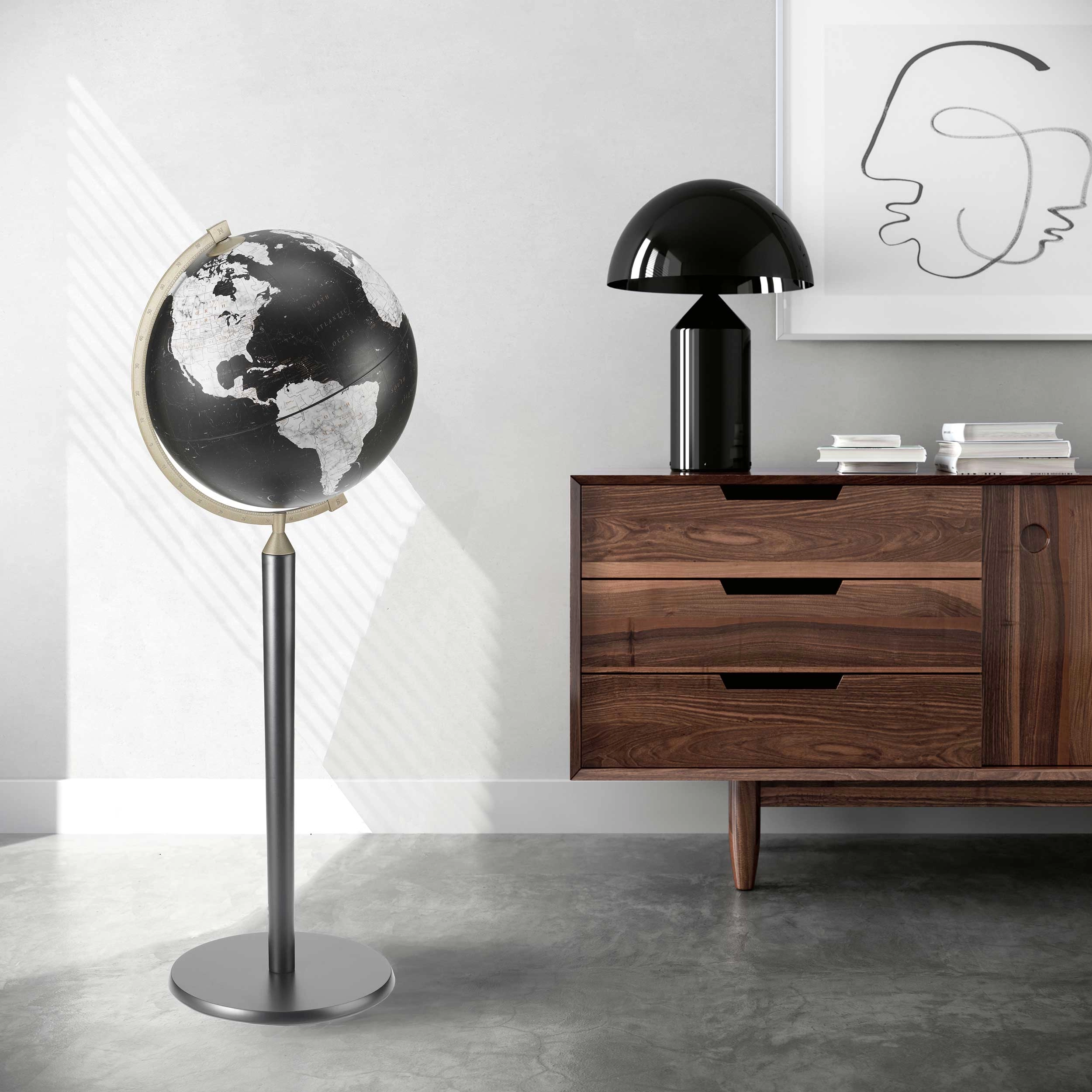 Standglobus Vasco da Gama - Schwarz Ø 40 cm