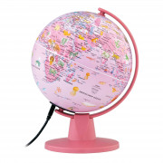 Beleuchteter Miniglobus Ø 11 cm - kindgerechte pinkfarbene Kartografie
